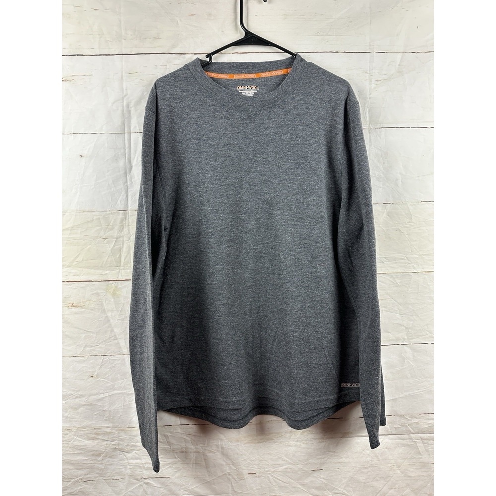 Omni-Wool Mens Base Layer Top Gray Long Sleeve Wool Blend Crewneck XXL 1209